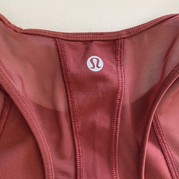 Lululemon laser speed train tank bra long line rust color mesh side EUC savannah - Picture 3 of 3